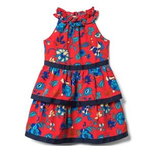 Janie and Jack Tiered Floral Dress With Matching Turban Head-wrap, Size 5